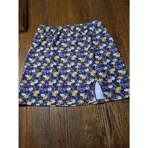 2XL SheIn Curve Elastic Waist Front Slit Floral Mini Micro Skirt